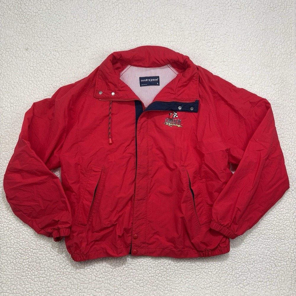 Vintage Cheez-It Racing Team Jacket Swingster Bomber Coat Windbreaker Red Large